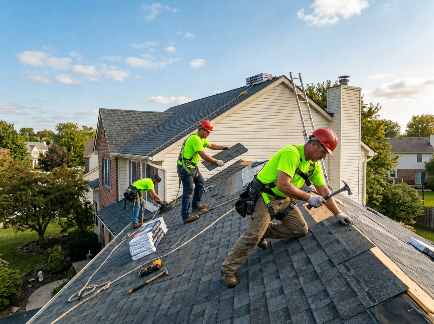 Maxx Roofing licensed crew performing roof repair and replacement in Green Country Oklahoma